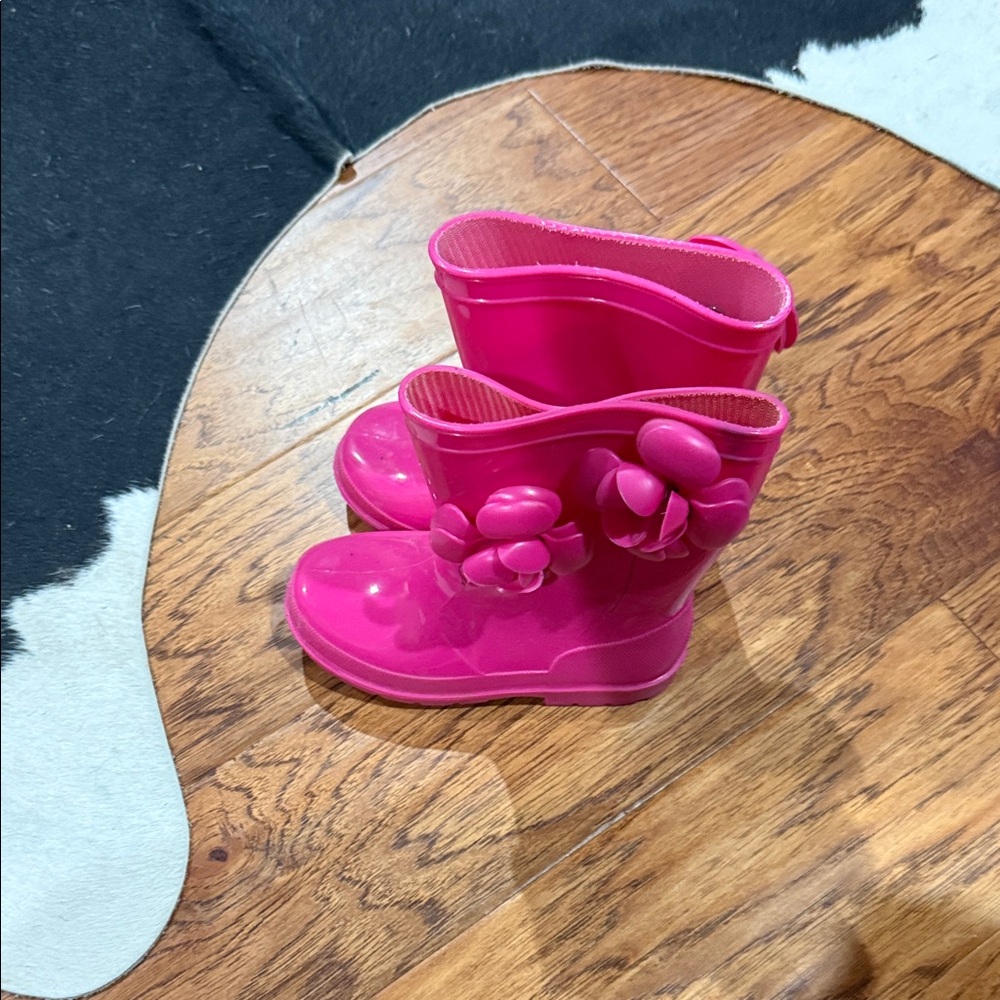 Kids' Pink Flower Rain Boots